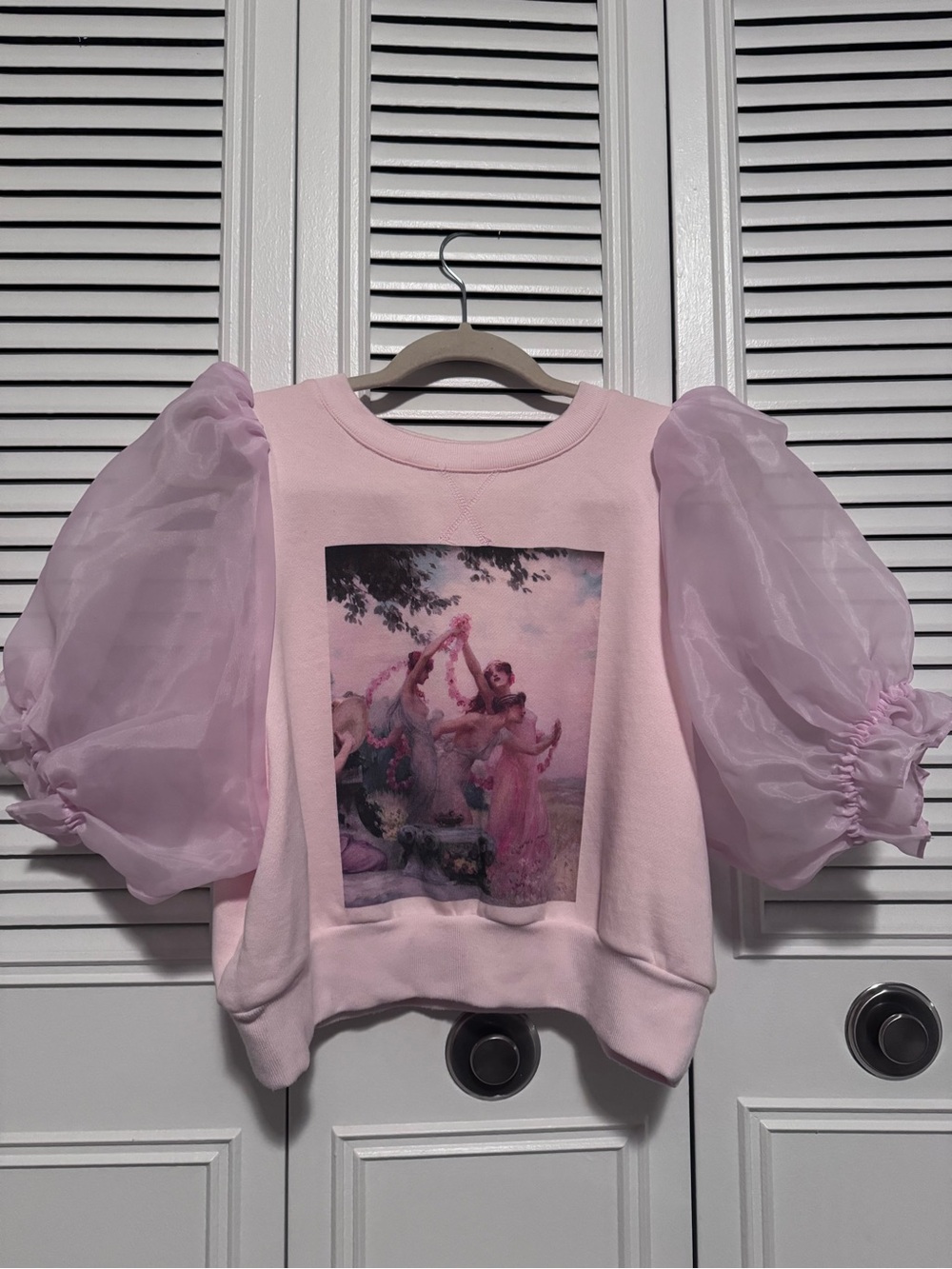 SELKIE Pink Puff Sleeve Graphic Sweatshirt